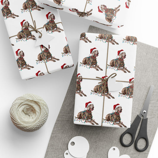 Weimaraner Christmas Lights Wrapping Paper