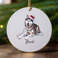 Load image into Gallery viewer, Siberian Husky Ornament Personalized Pet Gift, Custom Christmas Tree Decor
