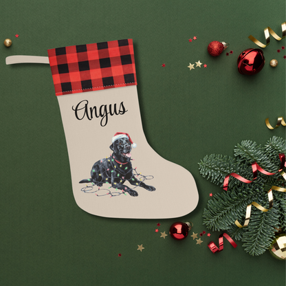 Personalized Black Labrador Christmas Stocking,  Holiday Decor Gift for Pet Lovers
