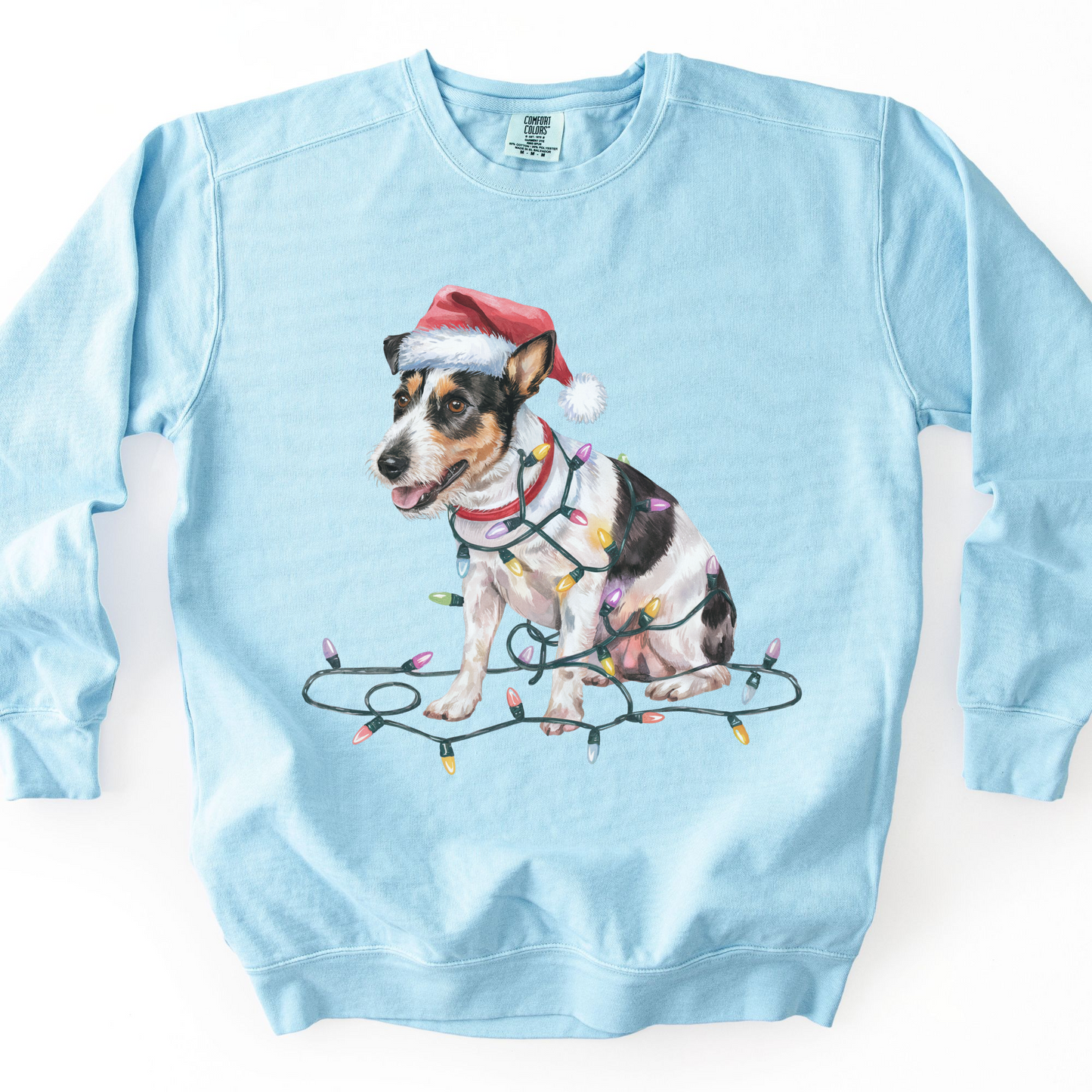 Rat Terrier Christmas Lights Sweatshirt, Festive Dog Lover Apparel