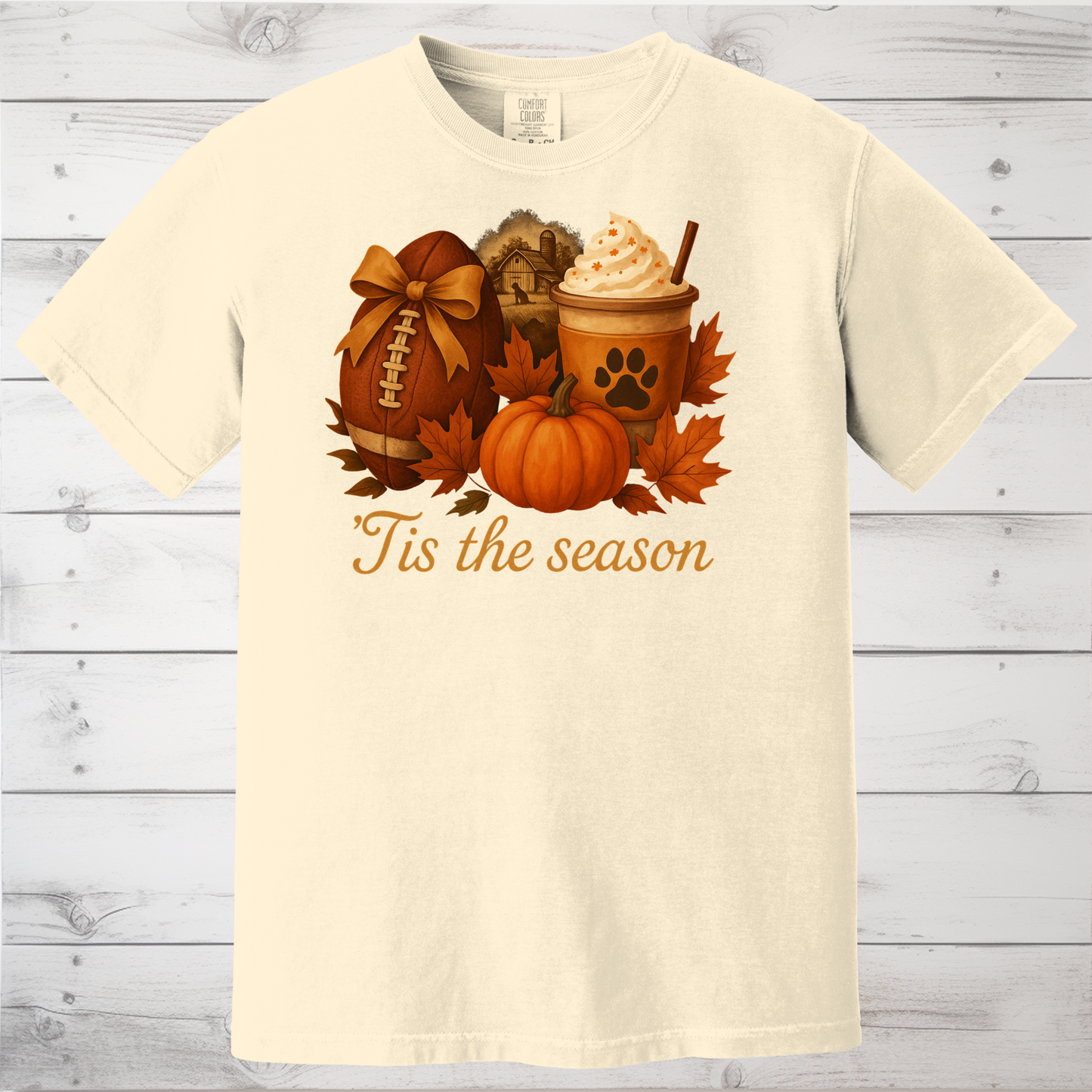 Pumpkin Spice Paw Print Football Top