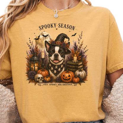 Boston Terrier Spooky Season Dog Mom Halloween Shirt