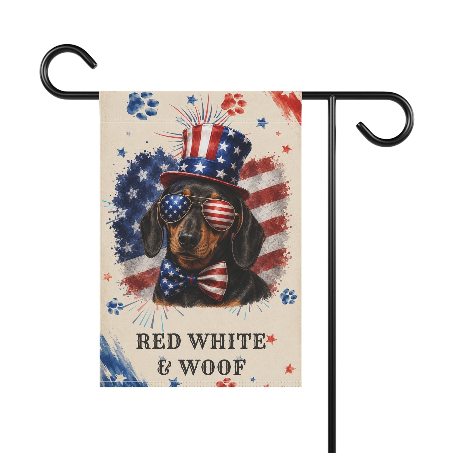 Patriotic Black and Tan Dachshund Garden Flag