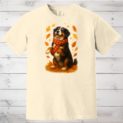 Bernese Mountain Dog Sweatshirt, Cozy Fall Dog Shirt, Cute Dog Sweater, Autumn Dog Lovers Gift, Dog in Leaves, Gift For Dog Moms