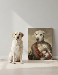 Load image into Gallery viewer, Personalized Dog Knight Portrait, Custom Pet Armor Canvas
