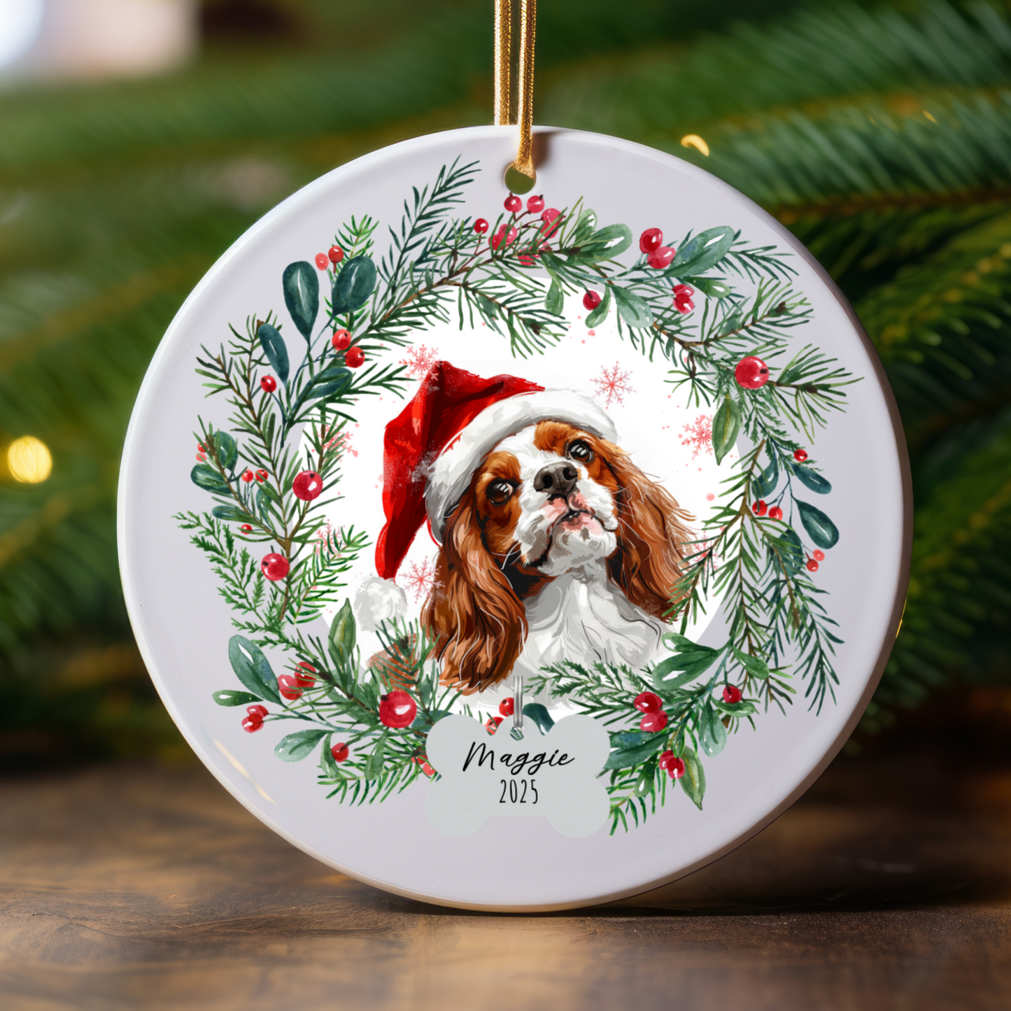 Personalized Cavalier King Charles Spaniel Christmas Ornament