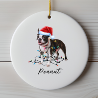 Load image into Gallery viewer, Personalized Boston Terrier Christmas Lights Ornament
