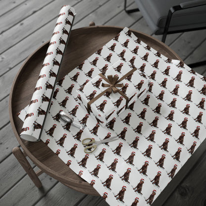 Chocolate Labrador Christmas Lights Wrapping Paper