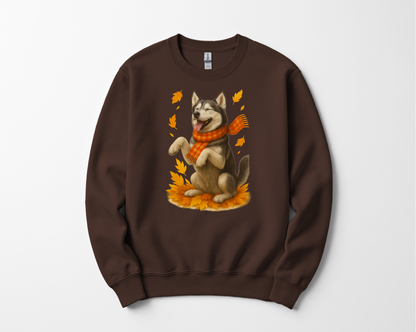 Siberian Husky Autumn Sweatshirt, Cozy Fall Dog Sweater, Husky Lover Apparel, Cute Autumn Dog Shirt, Gift for Pet Lovers