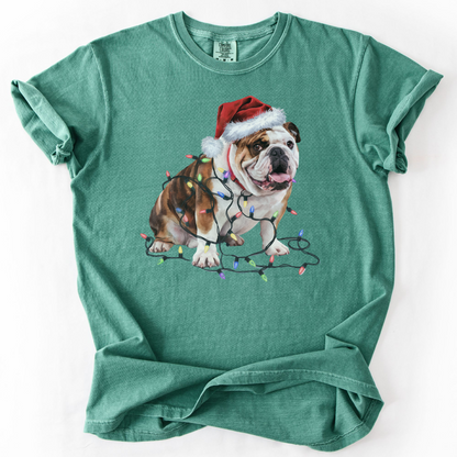Christmas Bulldog Shirt, Christmas Lights Dog Tee, Christmas Dog Tee, Bulldog Mom Tshirt, Gift for Dog Lover, Bulldog