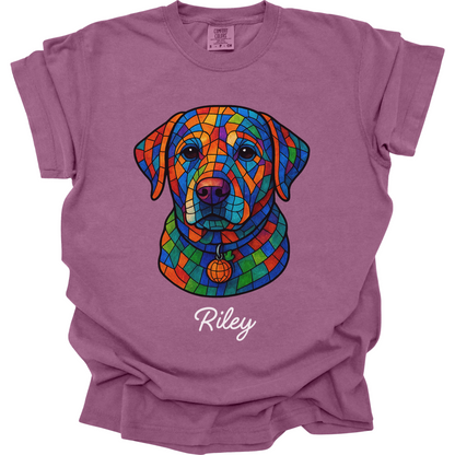 Custom Dog Photo Shirt, Personalized Pet Portrait Tee, Stained Glass Dog Gift