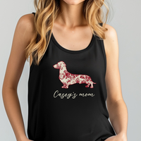 Load image into Gallery viewer, Custom Dog Breed T-Shirt with Name, Personalized Pet Lover Gift, Red Floral Toile Silhouette Dog Tee, Dog Mom Shirt
