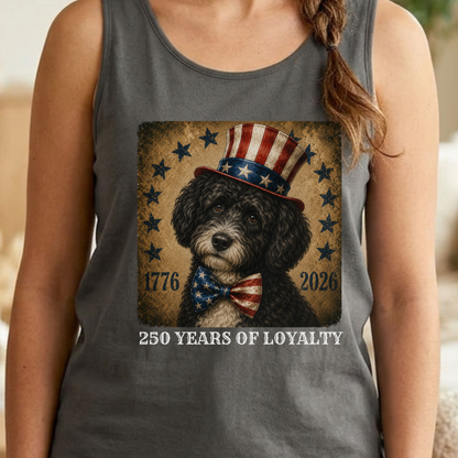 Black Portuguese Water Dog Patriotic Tank Top, 250 Years Loyalty