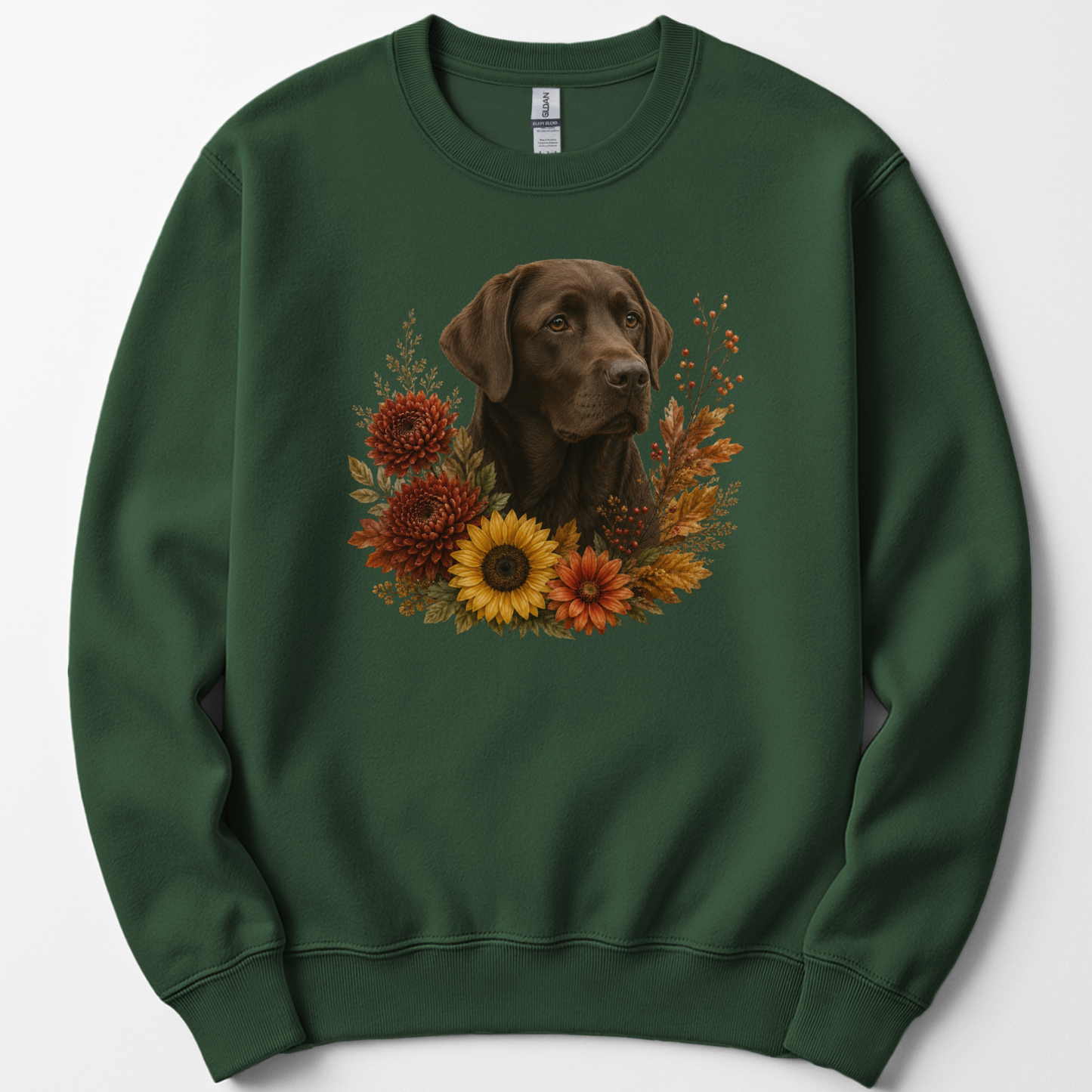 Chocolate Labrador Autumn Floral Sweatshirt