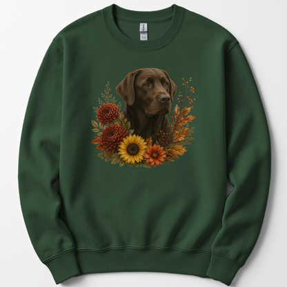 Chocolate Labrador Autumn Floral Sweatshirt