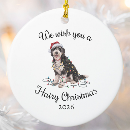 Christmas Labradoodle Ornament, Christmas Lights Dog Keepsake