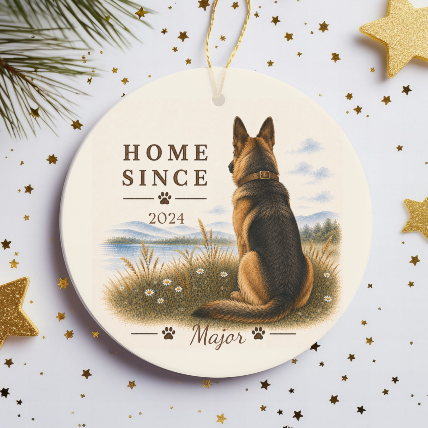 Personalized German Shepherd Ornament, Double Sided Gotcha Day Gift, Custom Dog Keepsake