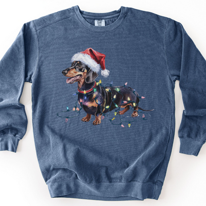 Black and Tan Dachshund Christmas Lights Sweatshirt