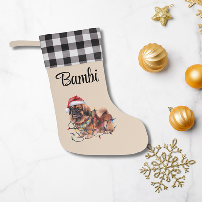 Personalized Pekingese Christmas Stocking, Holiday Decor Gift for Pet Lovers