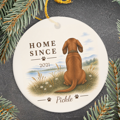 Personalized Red Dachshund Ornament, Double Sided Gotcha Day Gift, Custom Dog Keepsake