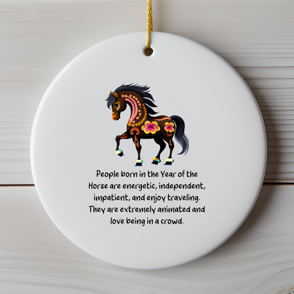 Chinese Zodiac Horse Ornament, Year of the Horse Horoscope Gift for Lunar New Year