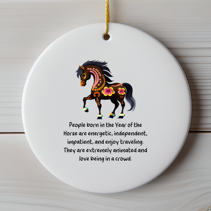 Chinese Zodiac Horse Ornament, Year of the Horse Horoscope Gift for Lunar New Year