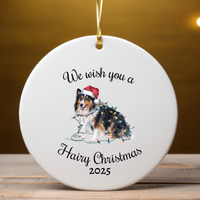 Load image into Gallery viewer, Christmas Sheltie Ornament, Christmas Lights Dog Keepsake
