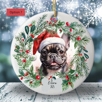 Load image into Gallery viewer, Personalized French Bulldog Ornament, Custom Dog Christmas Ornament, Customized Pet Name Ornament, Pet Memorial, Custom Dog Keepsake
