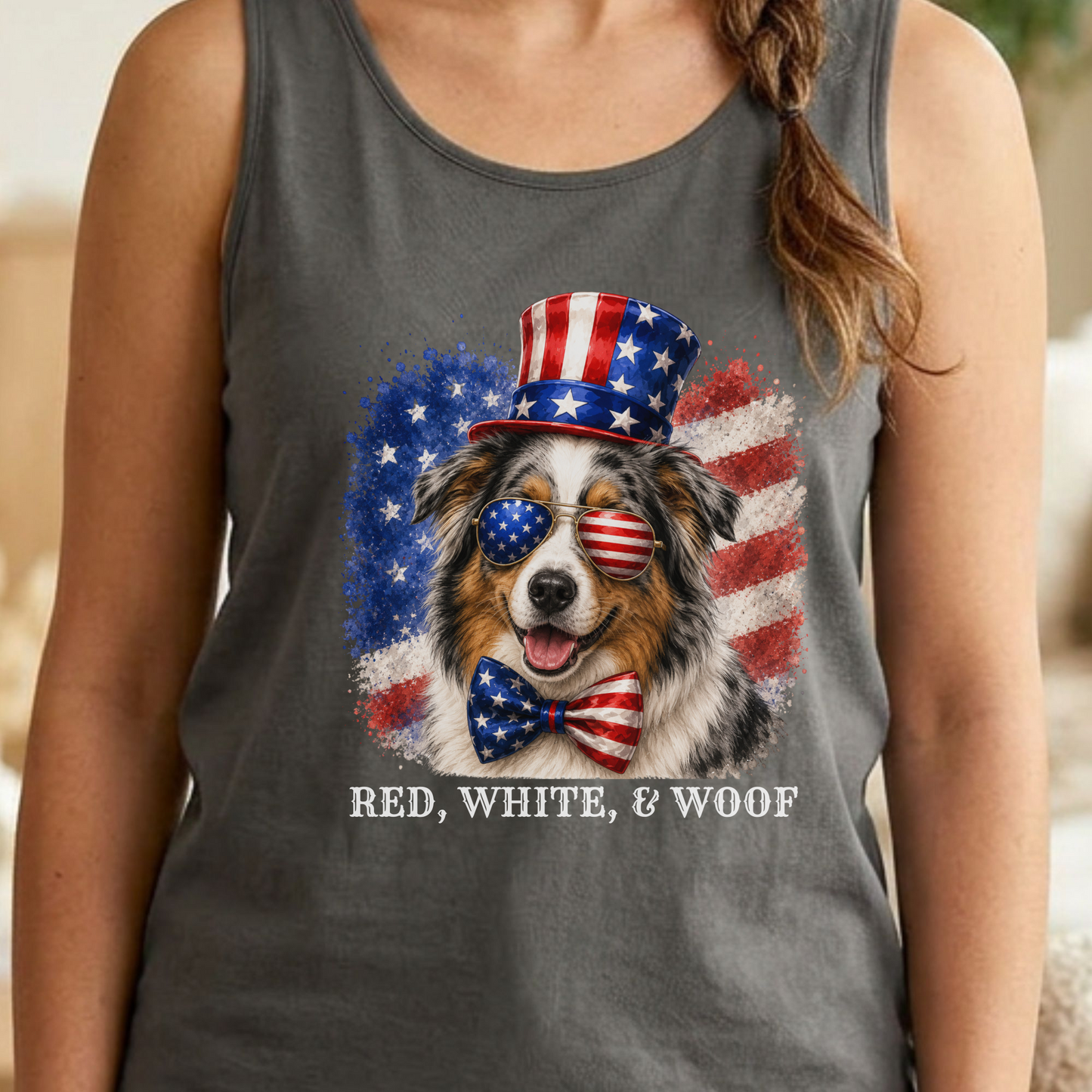 Patriotic Australian Shepherd Tank Top