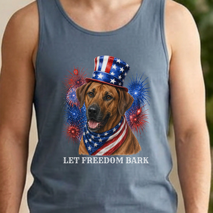Rhodesian Ridgeback Tank Top, Patriotic Let Freedom Bark