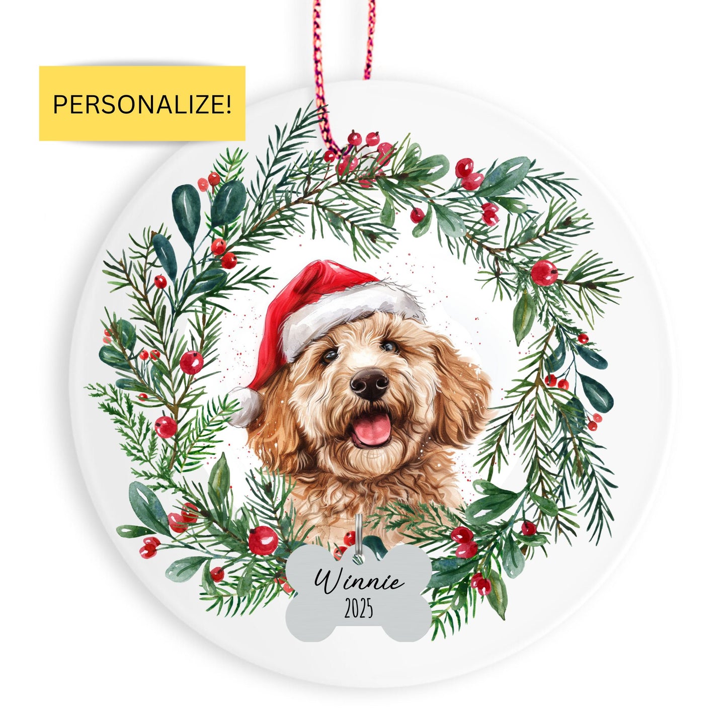 Personalized Goldendoodle Christmas Ornament
