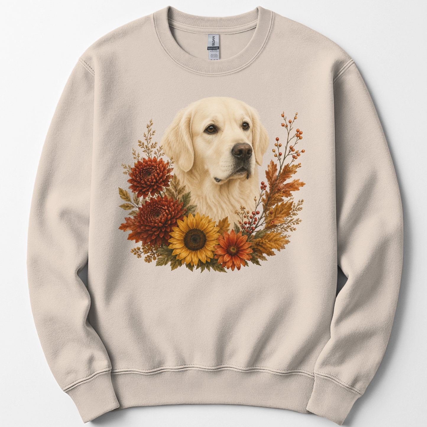 English Cream Golden Retriever Autumn Floral Sweatshirt