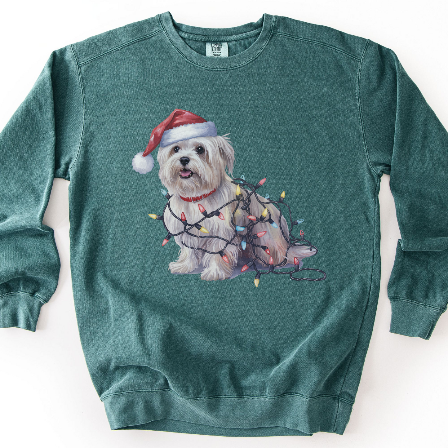 Maltese Christmas Lights Dog Sweatshirt