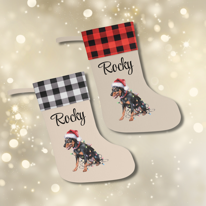 Personalized Miniature Pinscher Christmas Stocking, Holiday Decor Gift for Pet Lovers