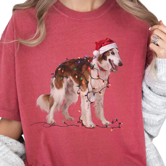 Borzoi Christmas Lights Dog Shirt