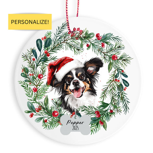 Personalized Papillon Christmas Ornament