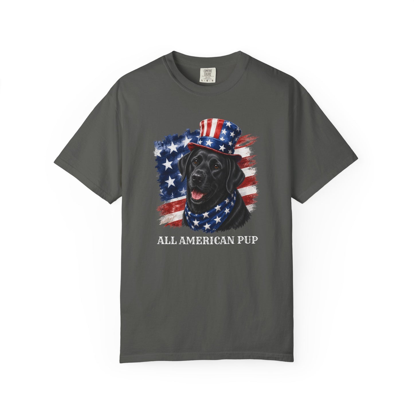 Patriotic Black Lab All American Pup Shirt