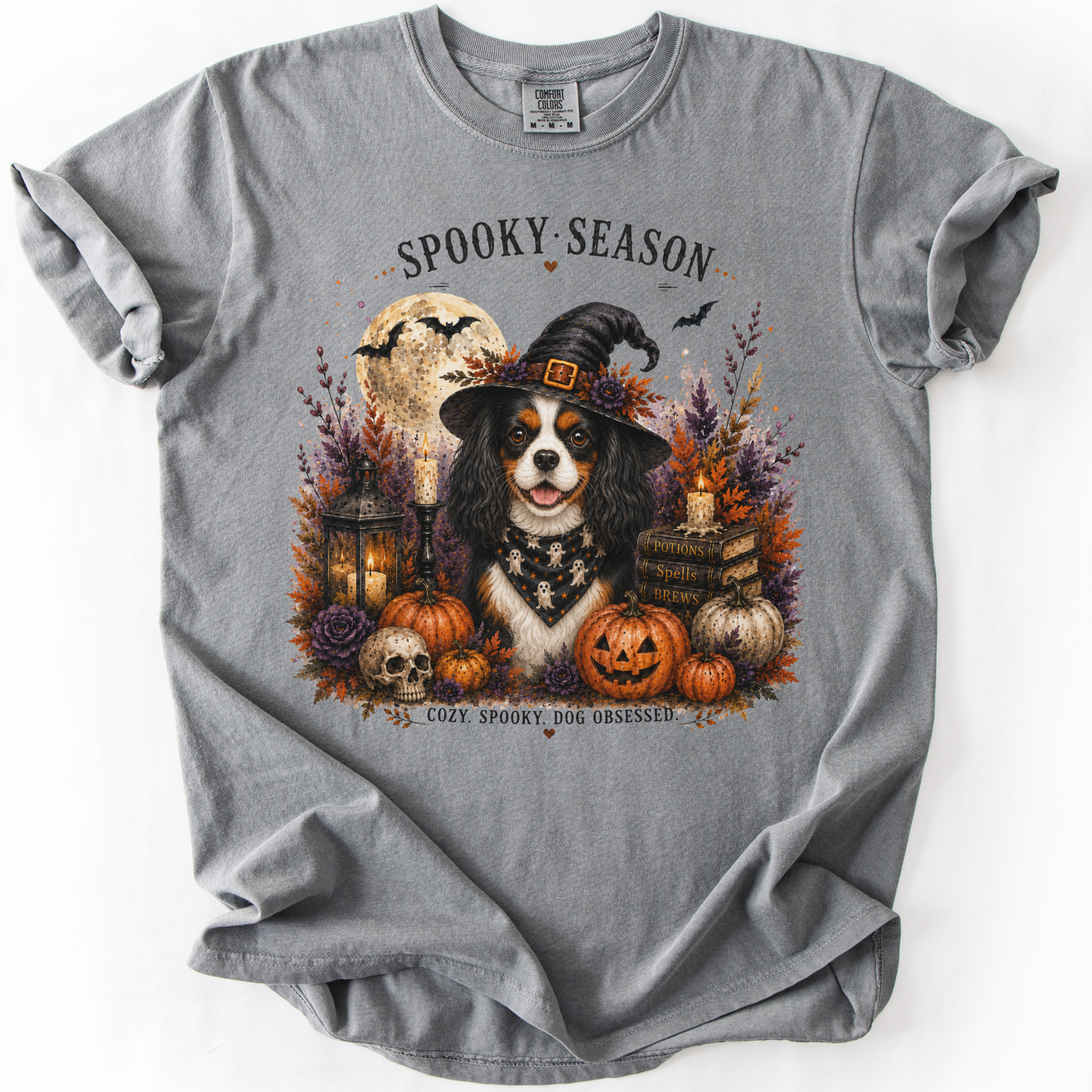 Tricolor Cavalier Spooky Season Dog Mom Halloween Shirt