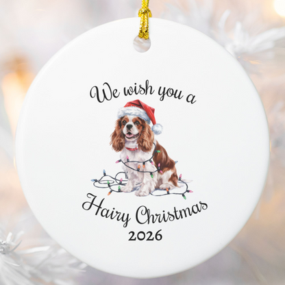 Blenheim Cavalier King Charles Spaniel Ornament, Cavalier Spaniel Mom, Christmas Lights Dog