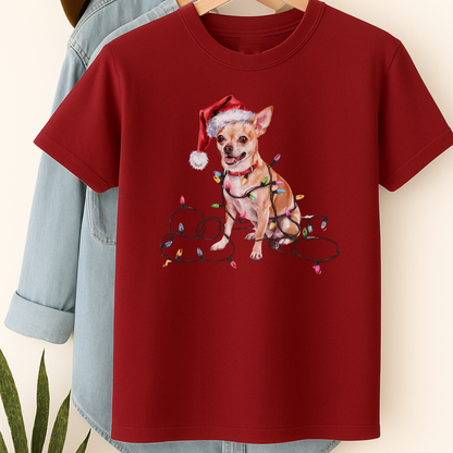 Christmas Chihuahua Shirt, Christmas Dog Tee, Christmas Lights Dog Tee, Chihuahua Mom Tshirt, Gift for Dog Lover, Chihuahua
