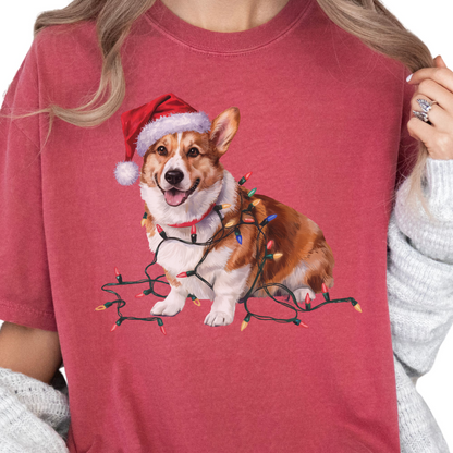 Christmas Cardigan Welsh Corgi Shirt, Christmas Lights Dog Tee, Christmas Dog, Corgi Mom Tee, Gift for Dog Lover, Corgi Tee