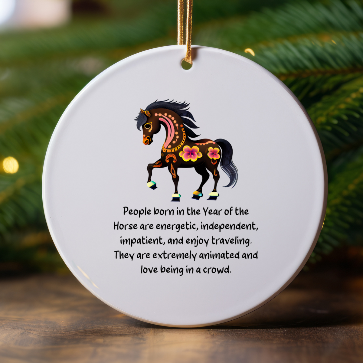 Chinese Zodiac Horse Ornament, Year of the Horse Horoscope Gift for Lunar New Year
