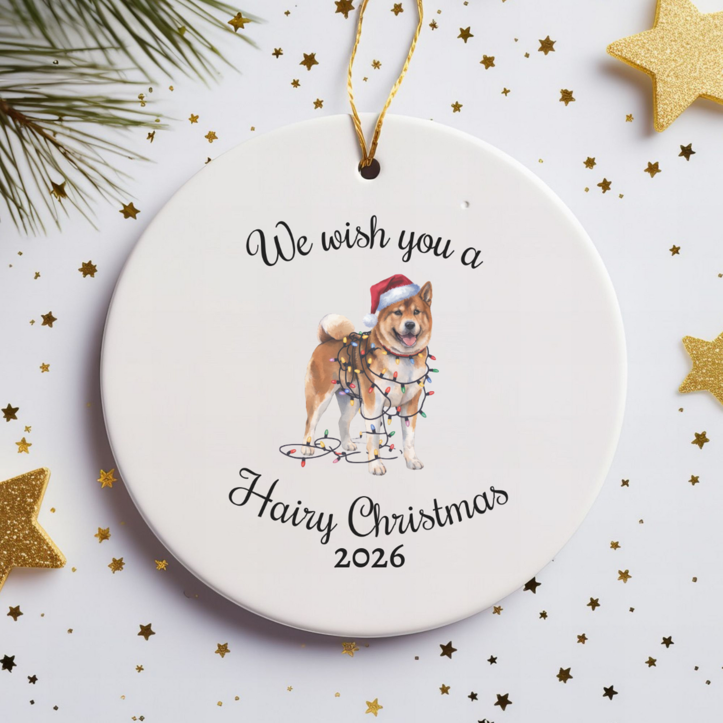 Christmas Akita Ornament, Christmas Lights Dog Keepsake, Christmas Dog, Akita Mom, Gift For Dog Lover, Akita
