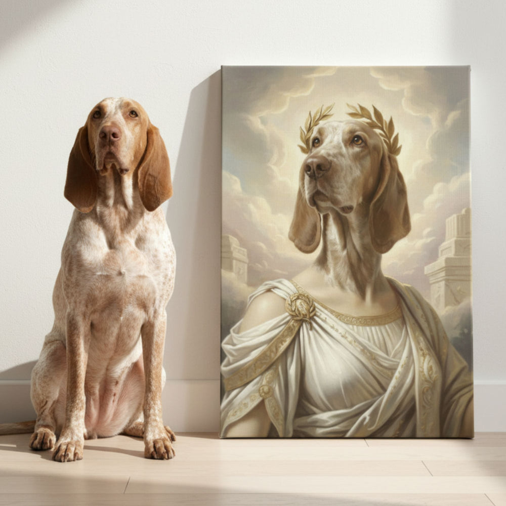 Personalized Dog Portrait, Custom Greek God Pet Canvas Art