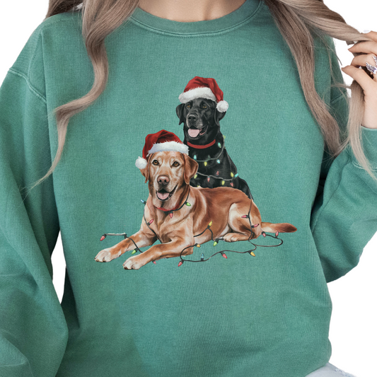 Black and Fox Red Labs Christmas Lights Sweatshirt