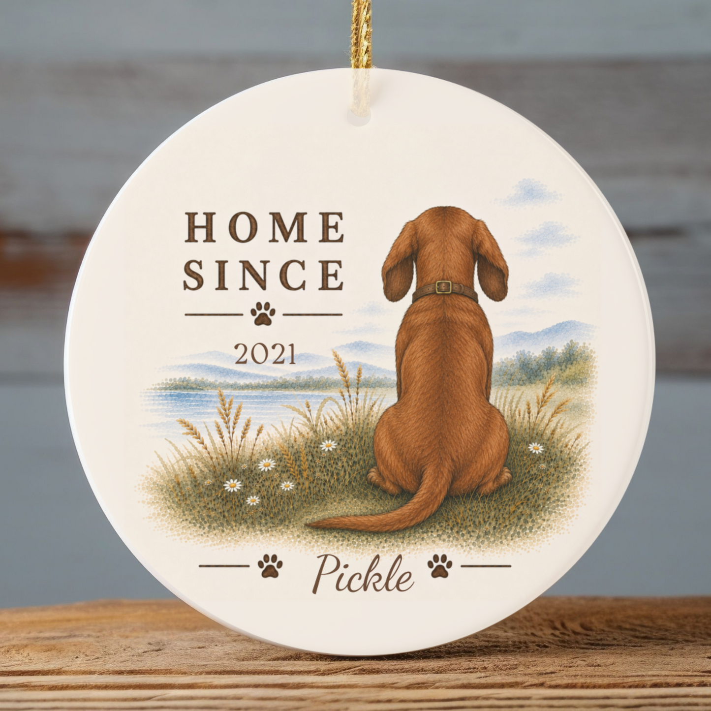 Personalized Red Dachshund Ornament, Double Sided Gotcha Day Gift, Custom Dog Keepsake