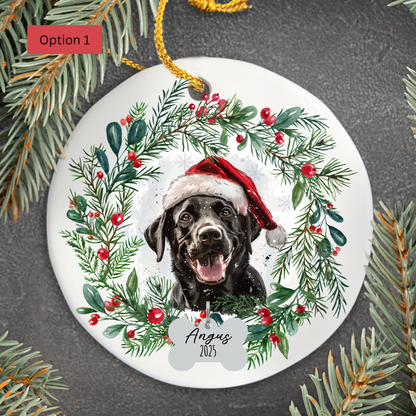 Personalized Black Lab Ornament, Custom Dog Christmas Keepsake, Customized Pet Name Ornament, Pet Memorial Ornament, Custom Dog Keepsake