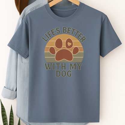 Life’s Better With My Dog Retro Paw Print Shirt