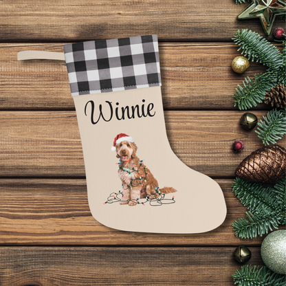 Personalized Goldendoodle Christmas Stocking, Holiday Decor Gift for Pet Lovers