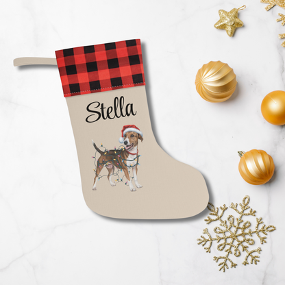 Personalized Smooth Fox Terrier Christmas Stocking, Holiday Decor Gift for Pet Lovers